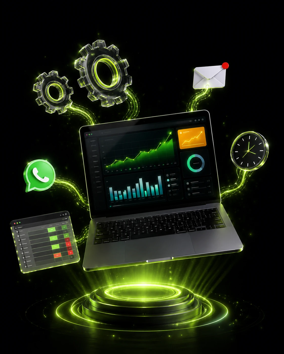 Automatización de procesos conectando dashboards, correo y WhatsApp Business